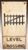 Cast iron level crossing sign, 58 x 29cm