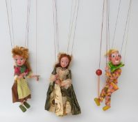 Three Pelham Puppets Katherine Parr, Gretel and Clown, two in original boxes.