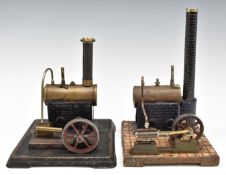 Bing c1900-1905 stationary live steam engine with slip eccentric and external slide valve, on wooden
