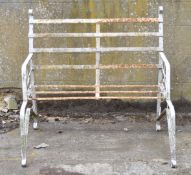 Blacksmith made bespoke metal garden bench with scrolling decoration, W107 x D82 x H102cm