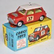 Corgi Toys diecast model Monte-Carlo B.M.C. Mini-Cooper 'S' with red body, white roof, lemon