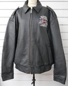 Harley Davidson leather motorcycle jacket with 'Riders Bridgwater' to back, size XXL