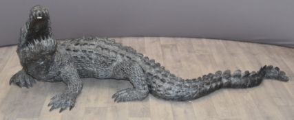 Large bronze crocodile, length 185cm, height 65cm