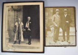 Edward Elgar signed photograph of the composer with Horace Stevens on the steps of Hereford
