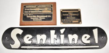 Sentinel Locomotive number plate, no 10035, together with a Thomas Hill (Rotherham) 'Vanguard'