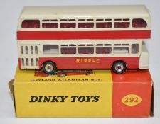 Dinky Toys diecast model Leyland Atlantean Bus with cream and red body and 'Ribble' decals, 292,