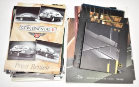Classic and modern car brochures and other literature to include Mazda MX-5, Rolls Royce, Jaguar,