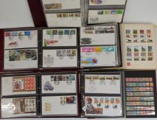 Five folders of GB modern first day covers and two further stock albums of mint and used GB and