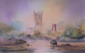 David Dixon watercolour 'St Davids Cathedral', signed lower left, with Albion Gallery label verso,