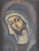 18th or 19thC Old Master school religious portrait of a lady on copper, 22 x 17cm, in part gilt