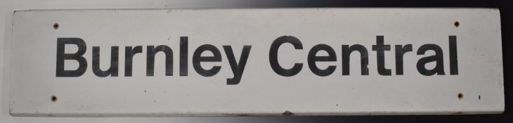 Burnley Central railway station sign, L130cm