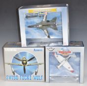 Three 1:48 and 1:72 scale diecast model aeroplanes Armour Collection FW190 Focke Wulf ART.98045,