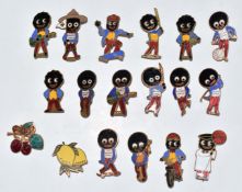 Eighteen vintage enamel Robertson Golden Shred and Silver Shred golly badges, including Scout,