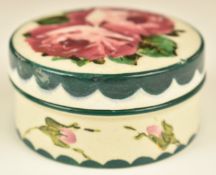Wemyss pottery trinket pot decorated with cabbage roses, impressed Wemyss and also painted Wemyss to
