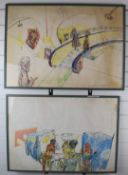 Martin Fuller (b 1943) two artist's proof lithographs one 'Milk Flow' the other 'Jelly Mould',