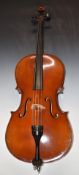 Semmlinger 3/4 size cello, upgraded in 1993 at Beecher Acoustics Ltd including fitting pegs,