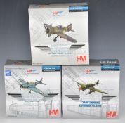 Three Hobby Master Air Power Series 1:48 and 1:72 scale diecast model aeroplanes B-339E Buffalo