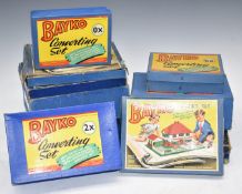 Ten Bayko building sets comprising three 0, 1x, three 2x, two 0x and one other, together with a