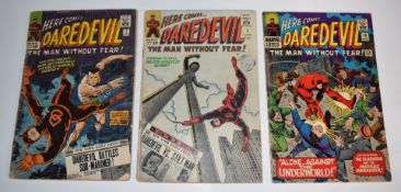 Three early Daredevil comics by Marvel Comics |Group comprising issues #7 Sub-Mariner cover with