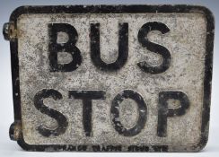 Vintage cast aluminium double sided bus stop sign by Franco Traffic Signs Ltd, model BSS1, 23 x 30.