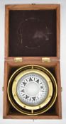 Kelvin & Hughes gimballed ship's compass in brass-bound case, W20cm