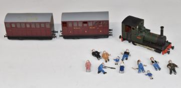 Kit built 00 gauge model railway Talyllyn Railway locomotive 'Dolgoch' and two coaches together with