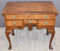 Queen Anne walnut lowboy fitted with four drawers, W79 x D45 x H69cm