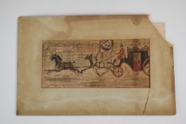 An interesting ink watercolour in an old card frame, dated and Glasgow postmark 1899 on Queen