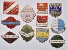 Ten 1960's The Football Association enamel Superintendent badges comprising two 1964, 1965, 1966,