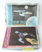 Two Aurora Star Trek model kits comprising 921 U.S.S. Enterprise and 923 Klingon Battle Cruiser,