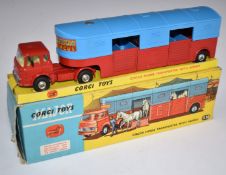 Corgi Major Toys diecast model Chipperfield's Horse Transporter with Horses, with red tractor unit