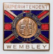 1966 FIFA World Cup enamel Wembley Stadium Superintendent badge marked 'World Championship Jules