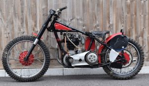 1949 Ariel 350cc motorcycle grass track racer, with high compression head to run on methanol. Much