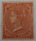 1862-64 QV SP 4d small uncoloured corner letters fresh M/M no gum and well centered