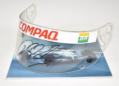 Ralf Schumacher signed 2001 Williams Formula 1 race worn helmet visor, together with a 2001 team