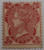 1862-64 QV SP 3d small uncoloured corner letters fresh M/M no gum