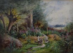 Henry Stannard RBA (1844-1920) watercolour 'Much Ado About Nothing' hissing geese by a watermill