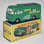 Matchbox Lesney diecast model Racing Car Transporter with green body and red hubs, M-6 in original