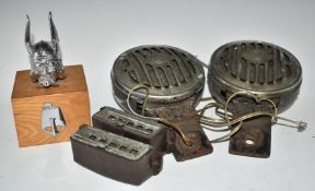 Boxed pair of Lucas New Alto car horns, the box marked WT29 together with a chrome Rover Viking