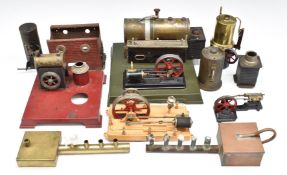 Quantity of live steam engine parts including a Fleischmann boiler, stationary steam engine, spare