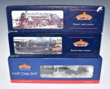 Three Bachmann 00 gauge BR model railway locomotives Ivatt Class 2MT 2-6-0 46526 weathered 32-