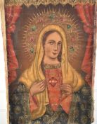 Continental oil on canvas religious portrait of a lady, 59 x 50cm