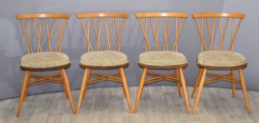Four Ercol Shalstone retro/mid century modern cross spoke backed dining chairs