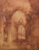 Georgian watercolour 'Choir of Tintern Abbey', indistinctly signed and dated 1802 lower right, 33