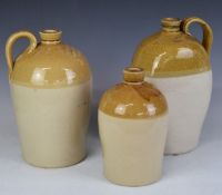 Three stoneware flagons for Dursley, Tetbury and Bristol, tallest 32cm