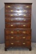 Georgian mahogany chest on chest of three over seven drawers, W102 x D53 x H179cm