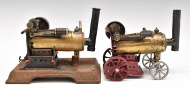 Two Marklin convertible live steam engines, one with cast base and burner model 401, c1919-1930