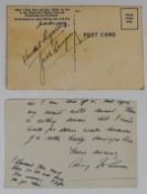 Amy Johnson signed autograph part letter and Jack Dempsey (William Harrison Dempsey, world