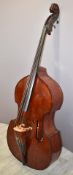 19thC German double bass, possibly made in Dresden c1880, viol shaped and flat backed, the front