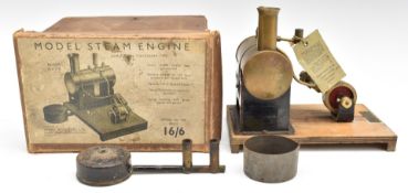 Mersey Models model 52 stationary live steam engine, with burner and rare instruction card